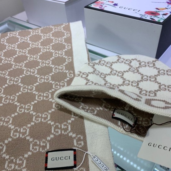 Replica Classic Cashmere Jacquard sciarpa e cappello fronte / bianco