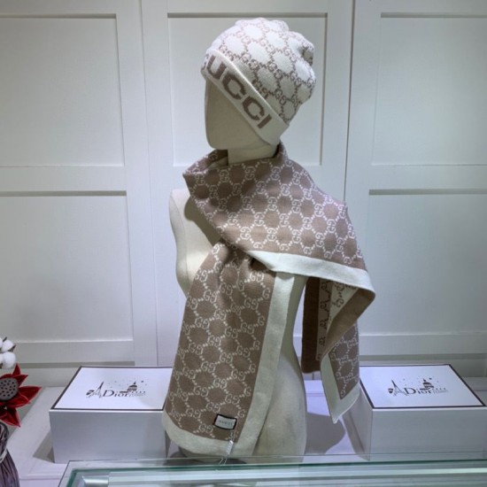 Replica Classic Cashmere Jacquard sciarpa e cappello fronte / bianco