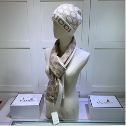 Replica Classic Cashmere Jacquard sciarpa e cappello fronte / bianco