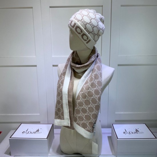 Replica Classic Cashmere Jacquard sciarpa e cappello fronte / bianco