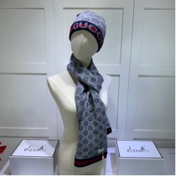 Replica Classic Cashmere Jacquard Sciarpa e Cappello Grigio