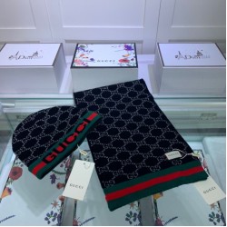 Replica Classic Cashmere Jacquard Sciarpa e Cappello Nero