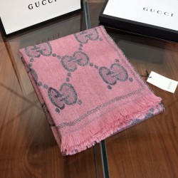 Replica Sciarpa in cashmere con logo jacquard GG Lurex Rose
