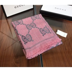 Replica Sciarpa in cashmere con logo jacquard GG Lurex Rose