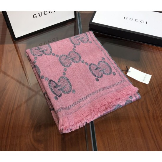 Replica Sciarpa in cashmere con logo jacquard GG Lurex Rose