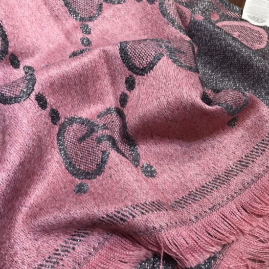 Replica Sciarpa in cashmere con logo jacquard GG Lurex Rose