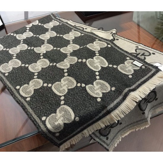 Replica Sciarpa in cashmere con logo jacquard GG Lurex Grigio