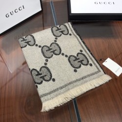 Replica Sciarpa in cashmere con logo jacquard GG Lurex Grigio