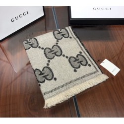 Replica Sciarpa in cashmere con logo jacquard GG Lurex Grigio