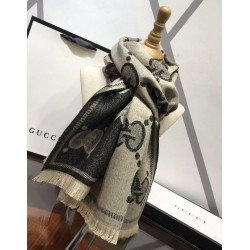 Replica Sciarpa in cashmere con logo jacquard GG Lurex Grigio