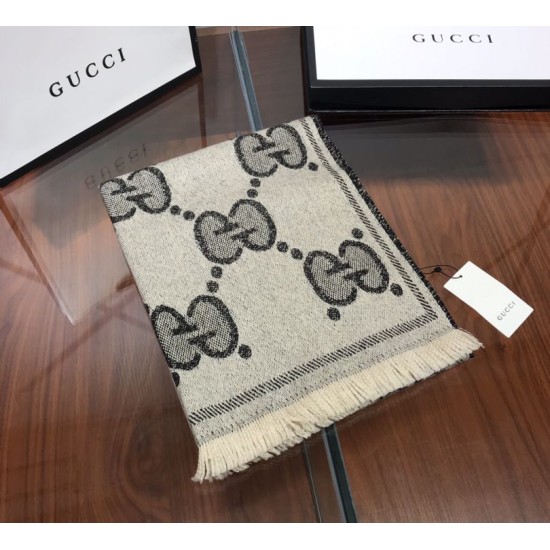 Replica Sciarpa in cashmere con logo jacquard GG Lurex Grigio