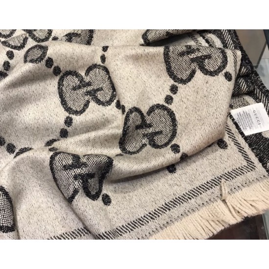 Replica Sciarpa in cashmere con logo jacquard GG Lurex Grigio