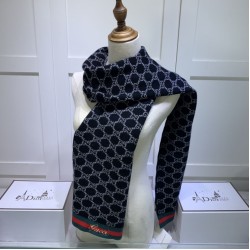 Replica Sciarpa cashmere jacquard 30 x 190 blu scuro