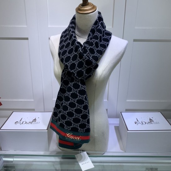 Replica Sciarpa cashmere jacquard 30 x 190 blu scuro