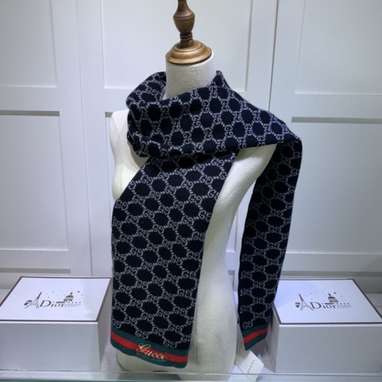 Replica Sciarpa cashmere jacquard 30 x 190 blu scuro