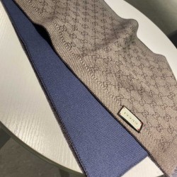 Replica Sciarpa in cashmere jacquard GG 23 x 180 blu scuro