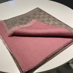 Replica Sciarpa in cashmere jacquard con motivo GG 23 x 180 Rosa