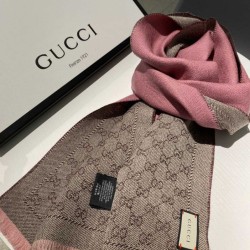 Replica Sciarpa in cashmere jacquard con motivo GG 23 x 180 Rosa
