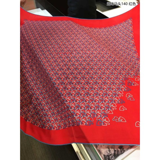 Replica Hermes divertente scialle di seta cashmere testa di cavallo 140 rosso