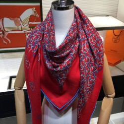 Replica Hermes divertente scialle di seta cashmere testa di cavallo 140 rosso