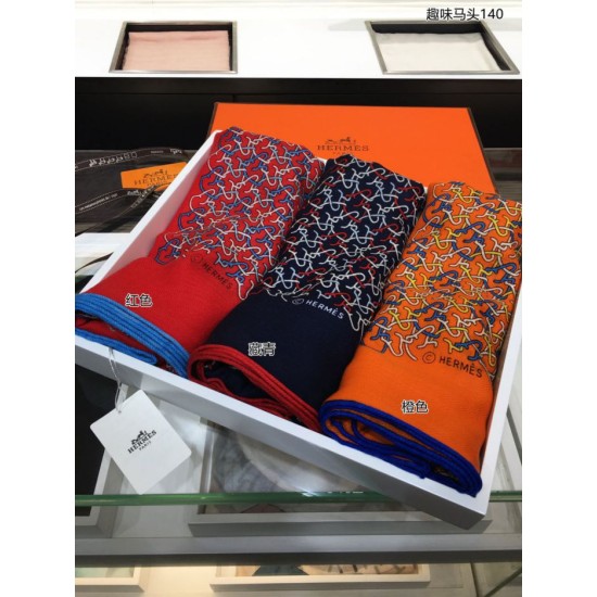 Replica Hermes divertente scialle di seta cashmere testa di cavallo 140 rosso